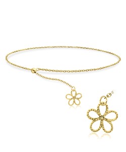 Gold Plated Flower Silver Bracelet BRS-446-GP